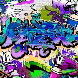 Fotobehang – Graffiti: violet theme