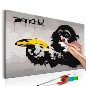 Doe-het-zelf op canvas schilderen – Monkey (Banksy Street Art Graffiti)